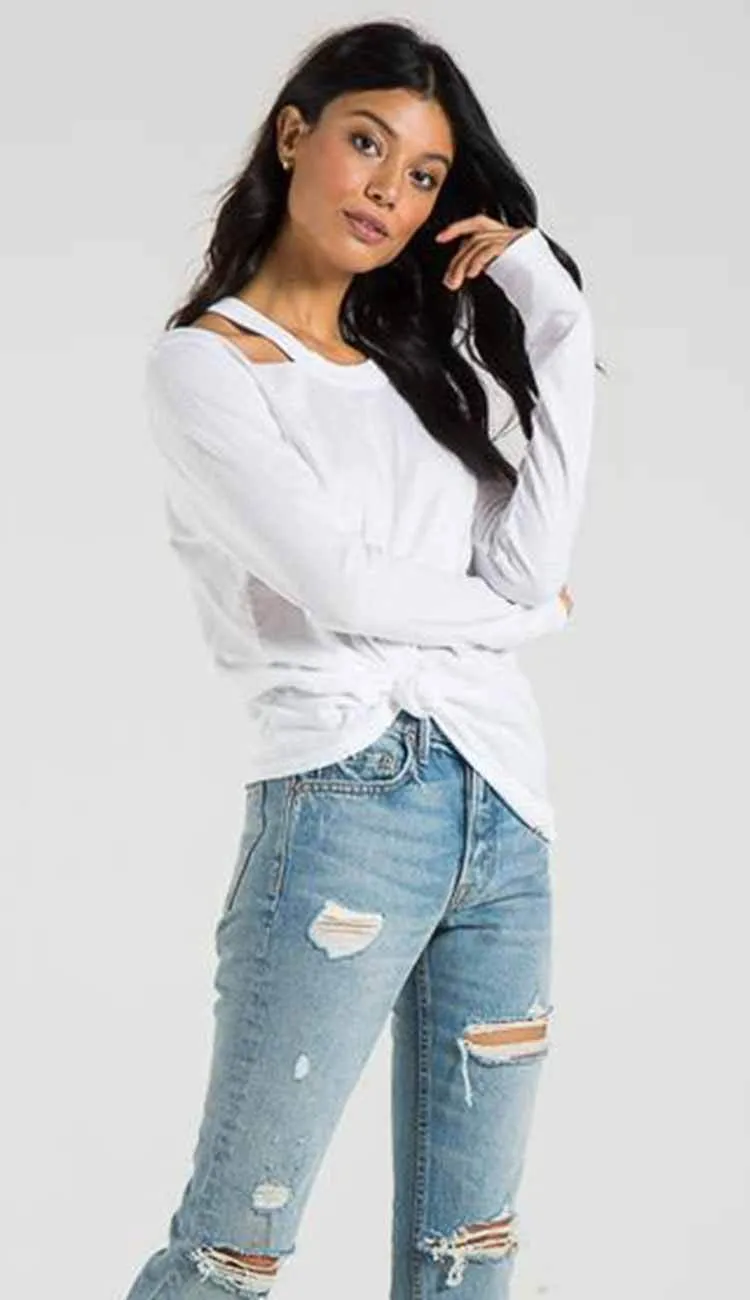 Alexa Long Sleeve Tee - White