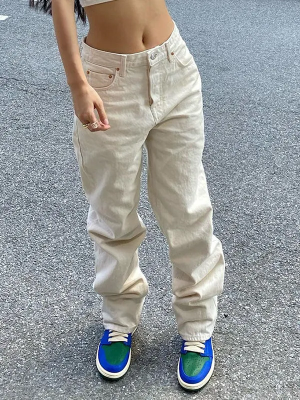 Basic Wash Straight Leg Boyfriend Jeans