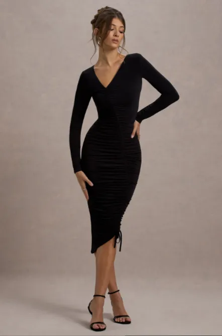 Black Elegance Lycra Bodycon Dress