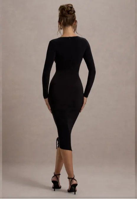 Black Elegance Lycra Bodycon Dress