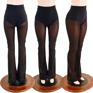 Black Zen Bootcut Leggings with Siren cut and Black Mesh Legs