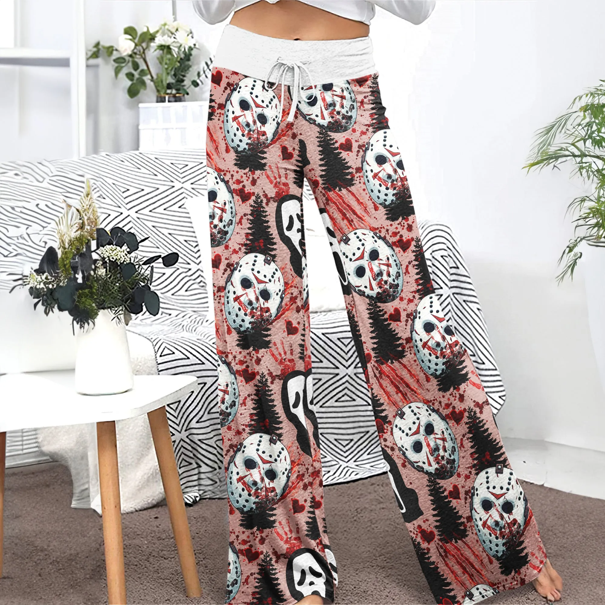 Blood Horror Theme Women's High-waisted Wide Leg Pants