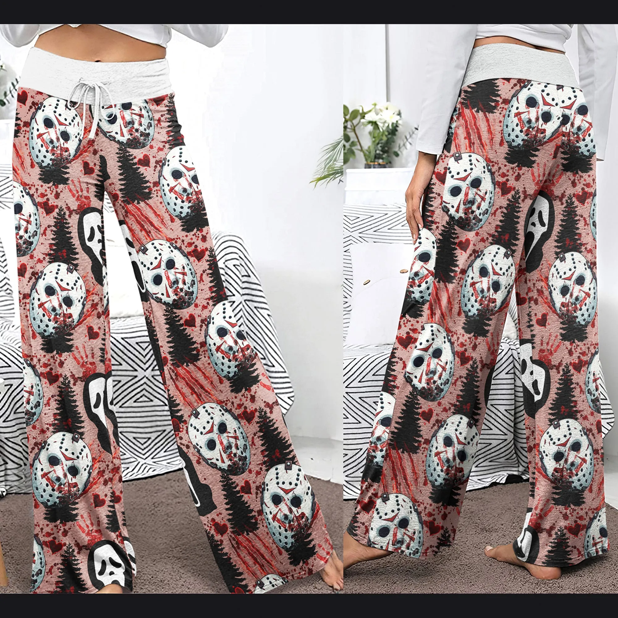 Blood Horror Theme Women's High-waisted Wide Leg Pants