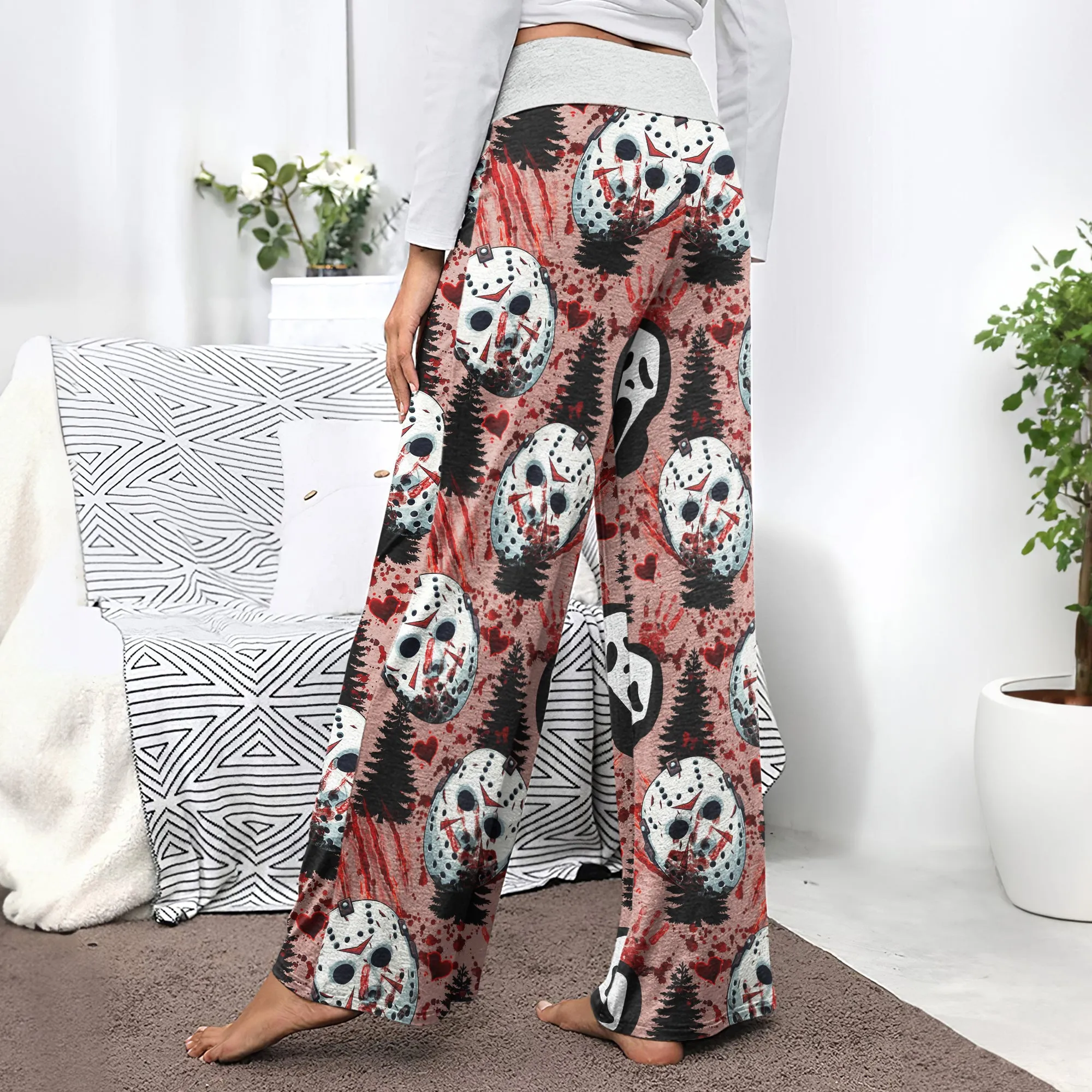 Blood Horror Theme Women's High-waisted Wide Leg Pants