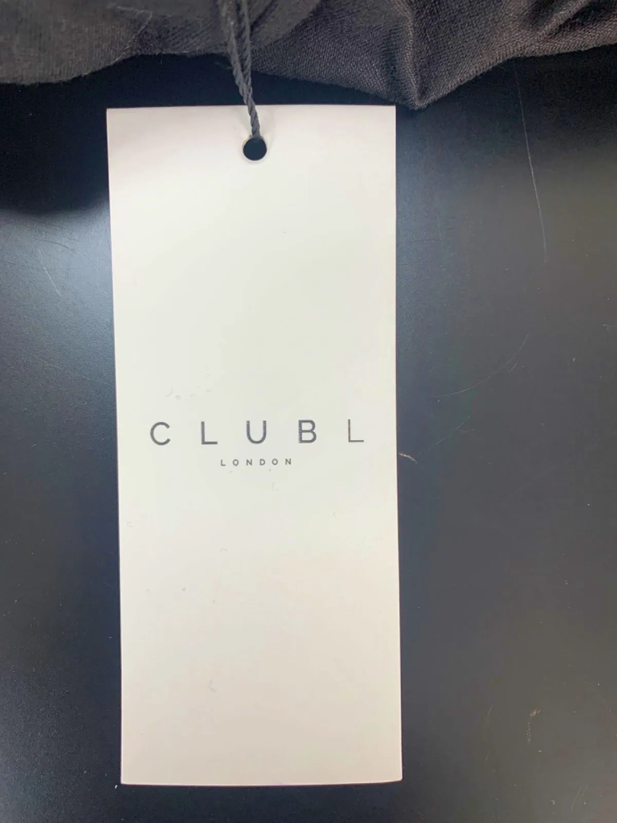 Club L London Black Bardot Tie Back Bodycon Midi Dress UK 6