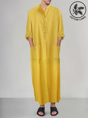 Cozy Cotton Linen Stripe Casual Robe