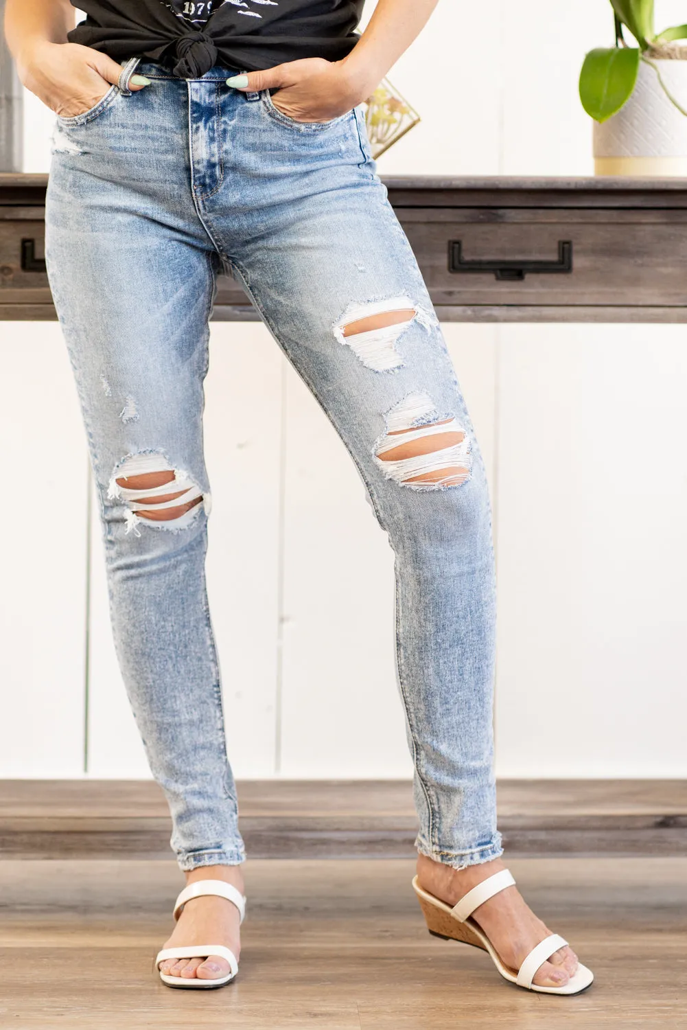 Dark Age High Rise Ripped Knee Skinny