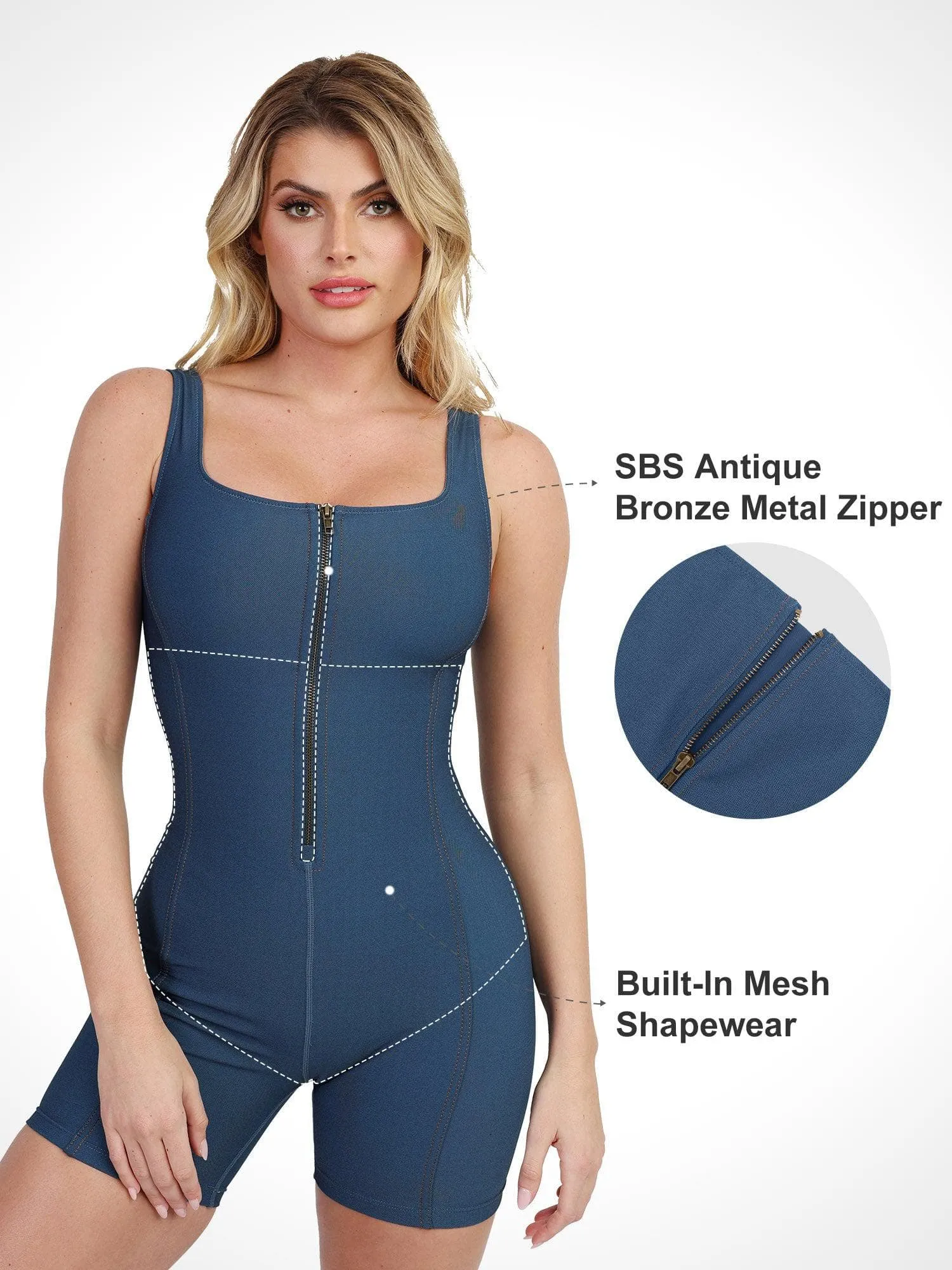 Denim One Piece Shapewear Romper