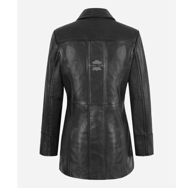 DOLLY Women Car Coat Ladies Long Length Formal Leather Jacket Coat