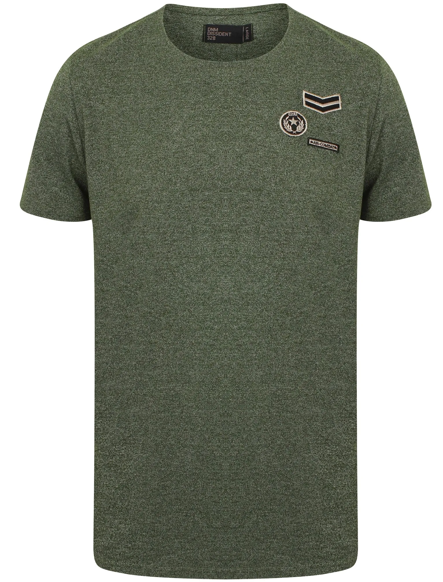 Emilio Crew Neck T-Shirt With Military Badges In Thyme - Dissident