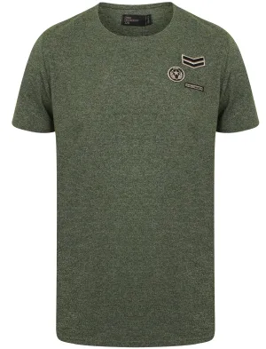 Emilio Crew Neck T-Shirt With Military Badges In Thyme - Dissident