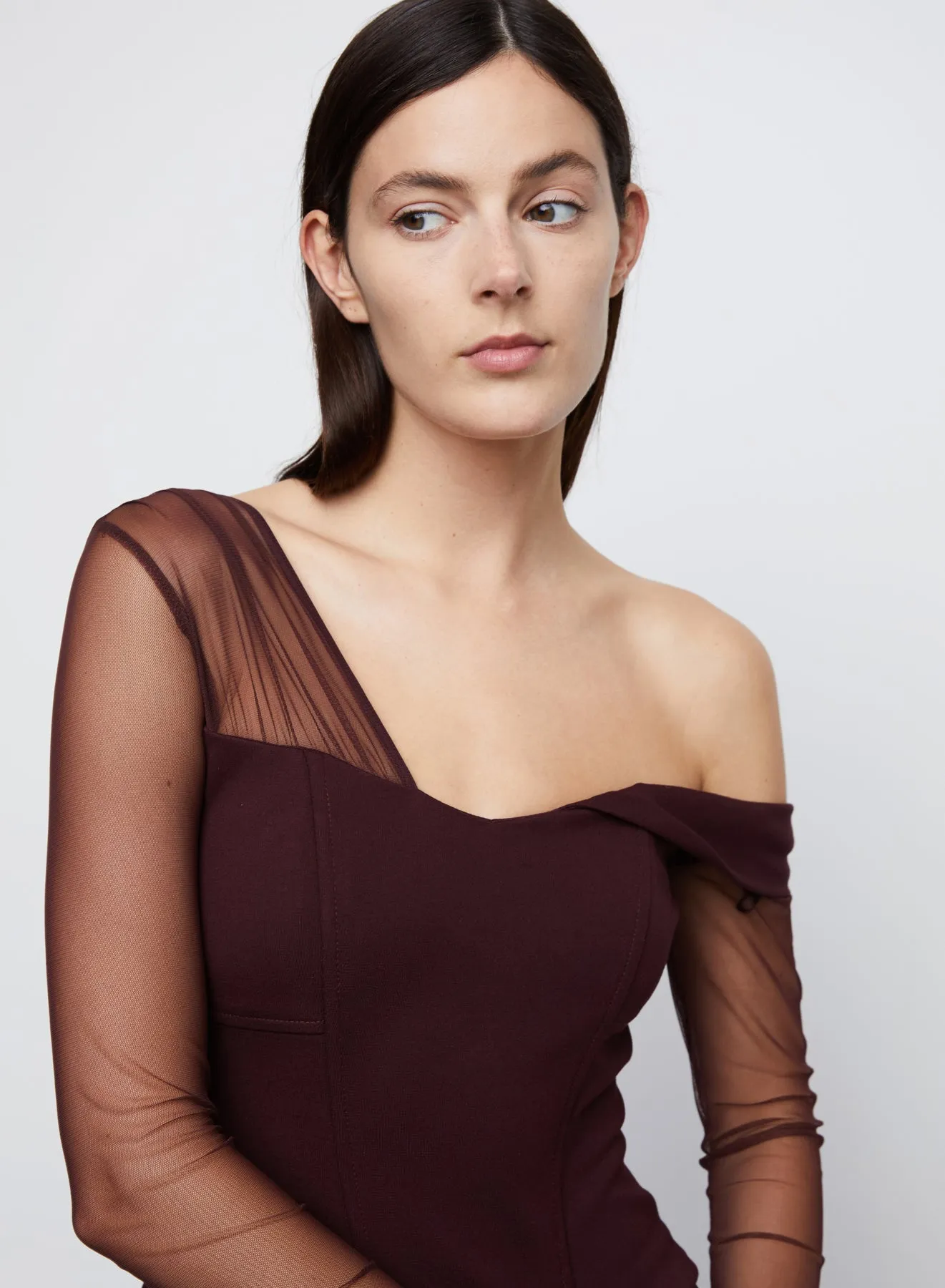 Faith Ponte Knit Bustier Top in Burgundy
