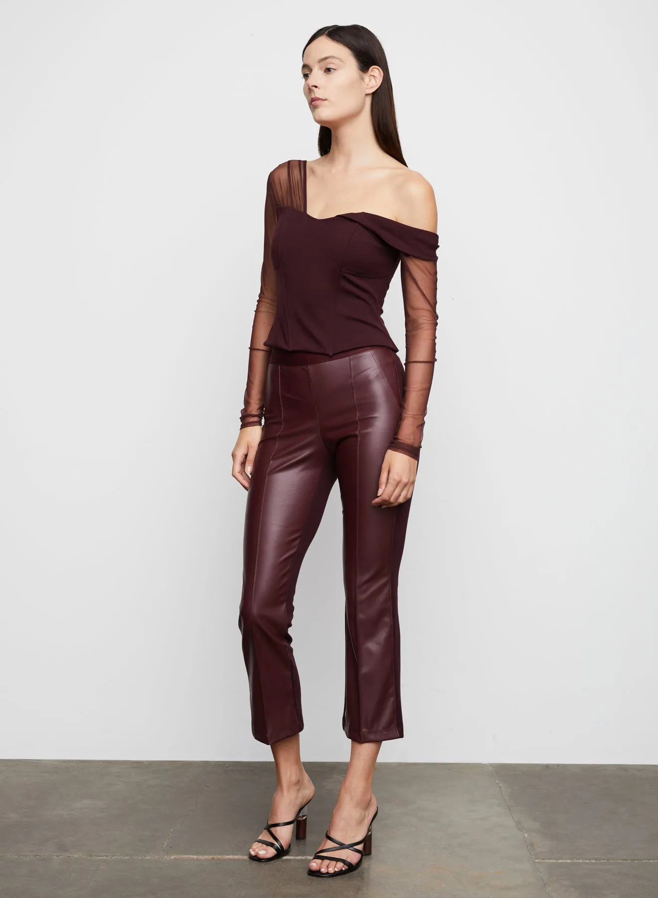 Faith Ponte Knit Bustier Top in Burgundy
