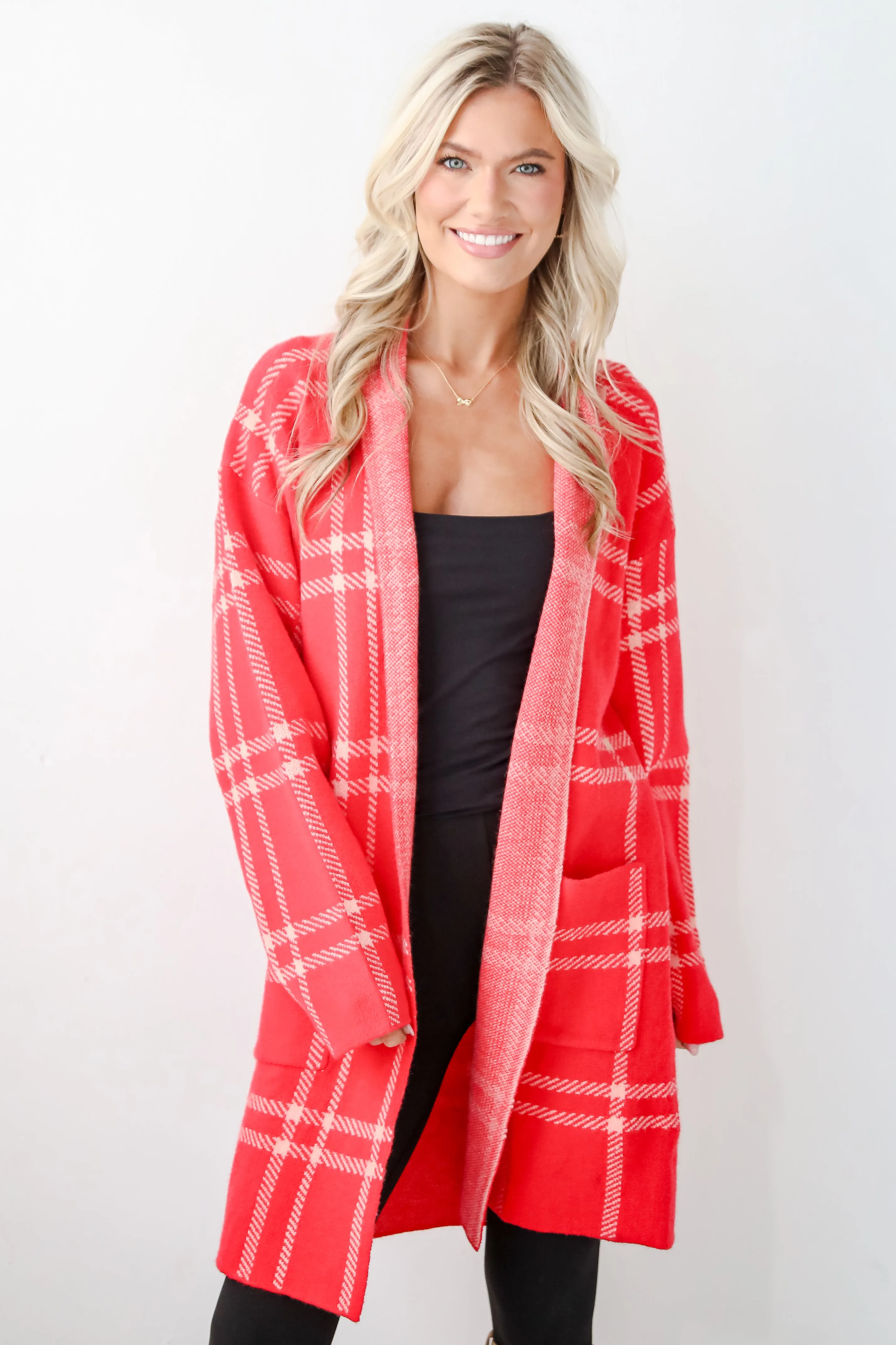 FINAL SALE - Beyond Cuddly Red Plaid Sweater Cardigan