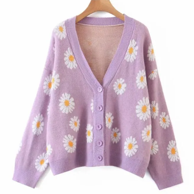 Floral Loose Knitted Cardigan