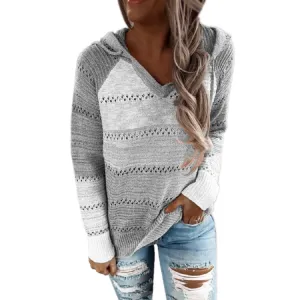 Haute Edition Women's Lightweight Colorblock Stripe Hoodie