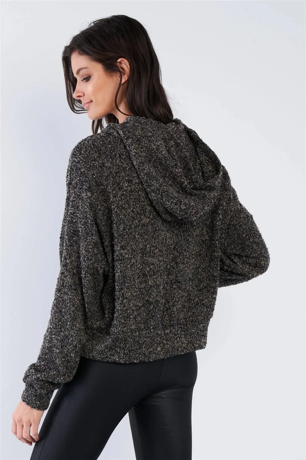 Heather Charcoal Grey Athletic Full Zip Hoodie Sweater  /1-2-1