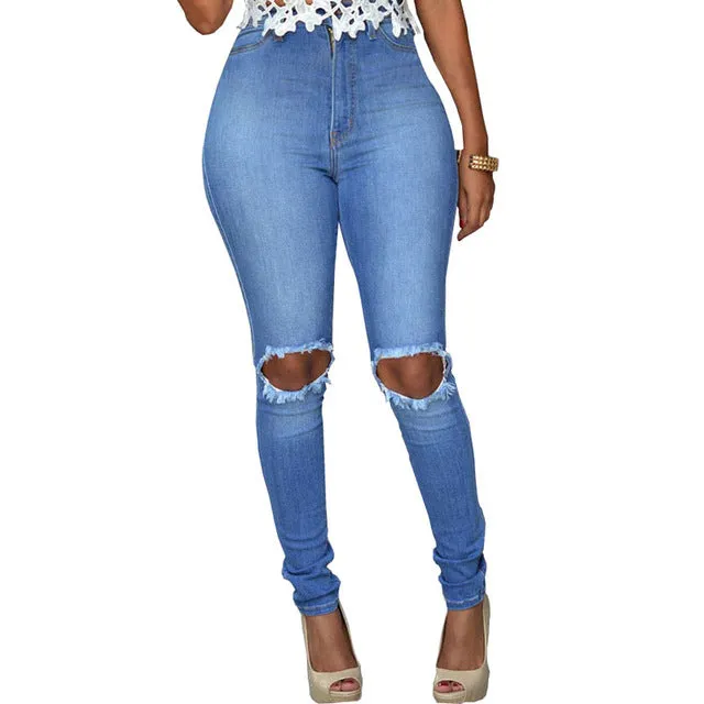 HEE GRAND New 2018 Women Jean Pants Female High Quality Skinny Stretch Pencil Jeans Blue Denim Ladies Casual Basic Jeans WKX410