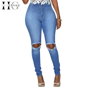 HEE GRAND New 2018 Women Jean Pants Female High Quality Skinny Stretch Pencil Jeans Blue Denim Ladies Casual Basic Jeans WKX410