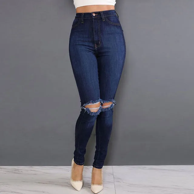 HEE GRAND New 2018 Women Jean Pants Female High Quality Skinny Stretch Pencil Jeans Blue Denim Ladies Casual Basic Jeans WKX410