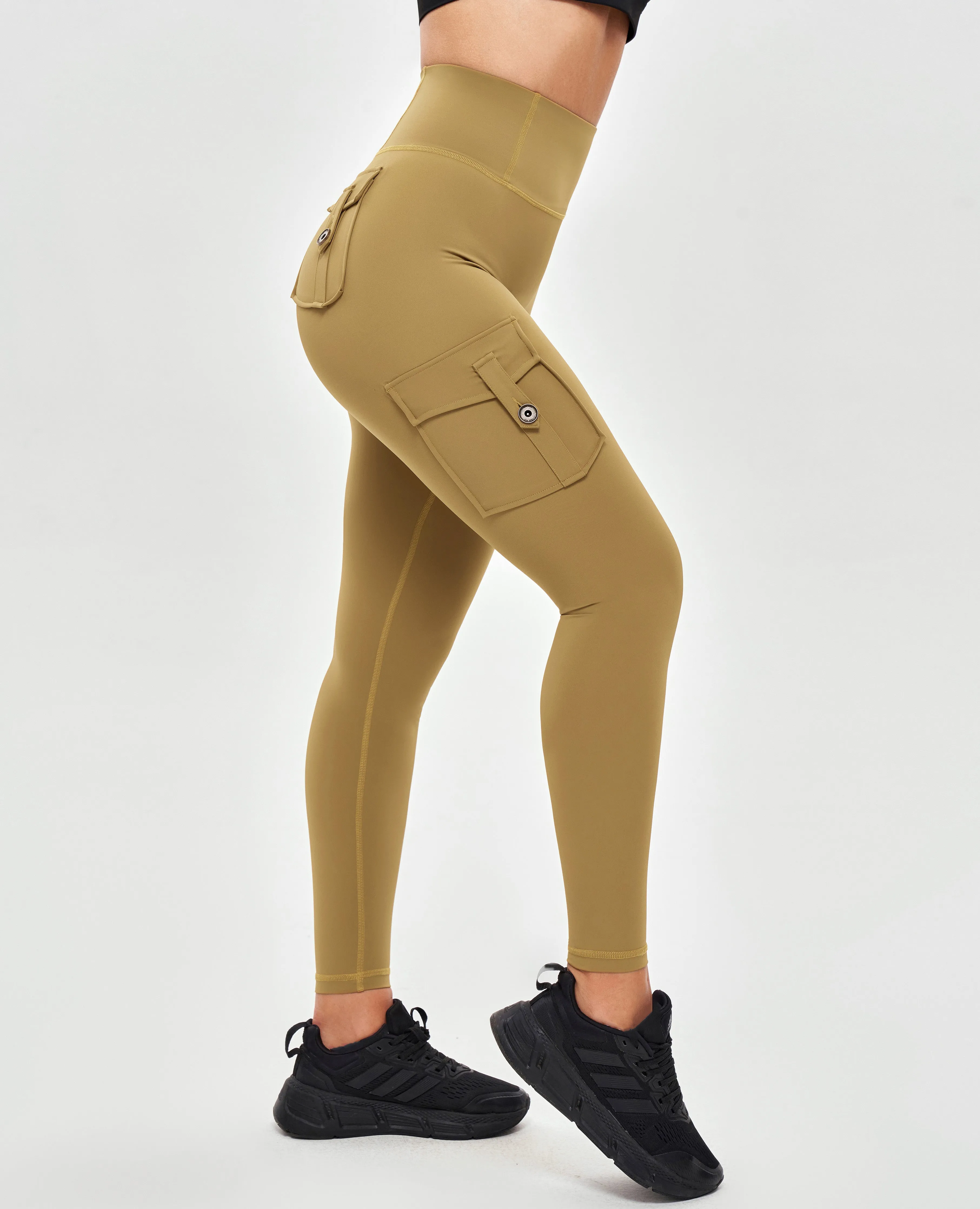 High Waisted Cargo Leggings - Deer Brown