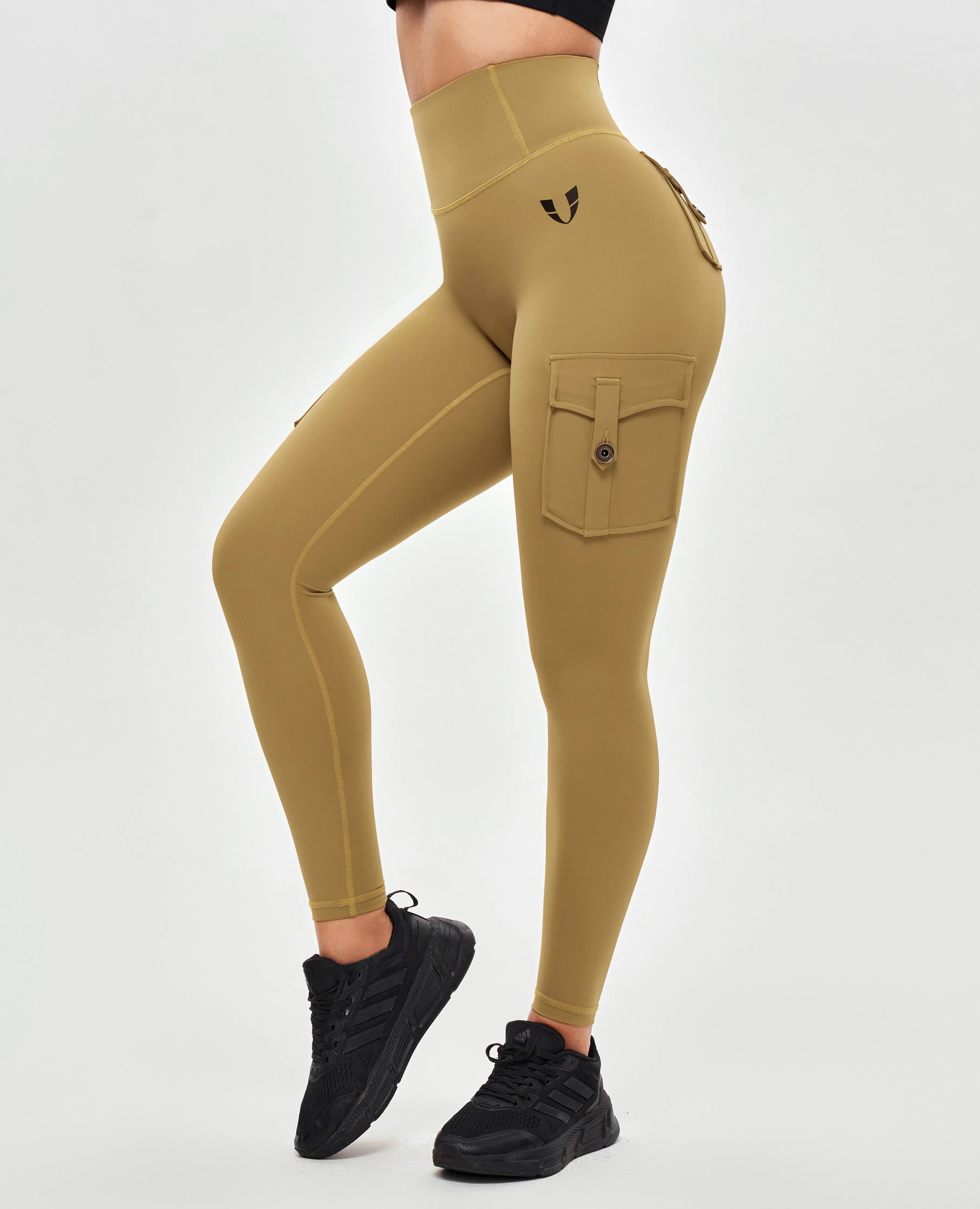 High Waisted Cargo Leggings - Deer Brown