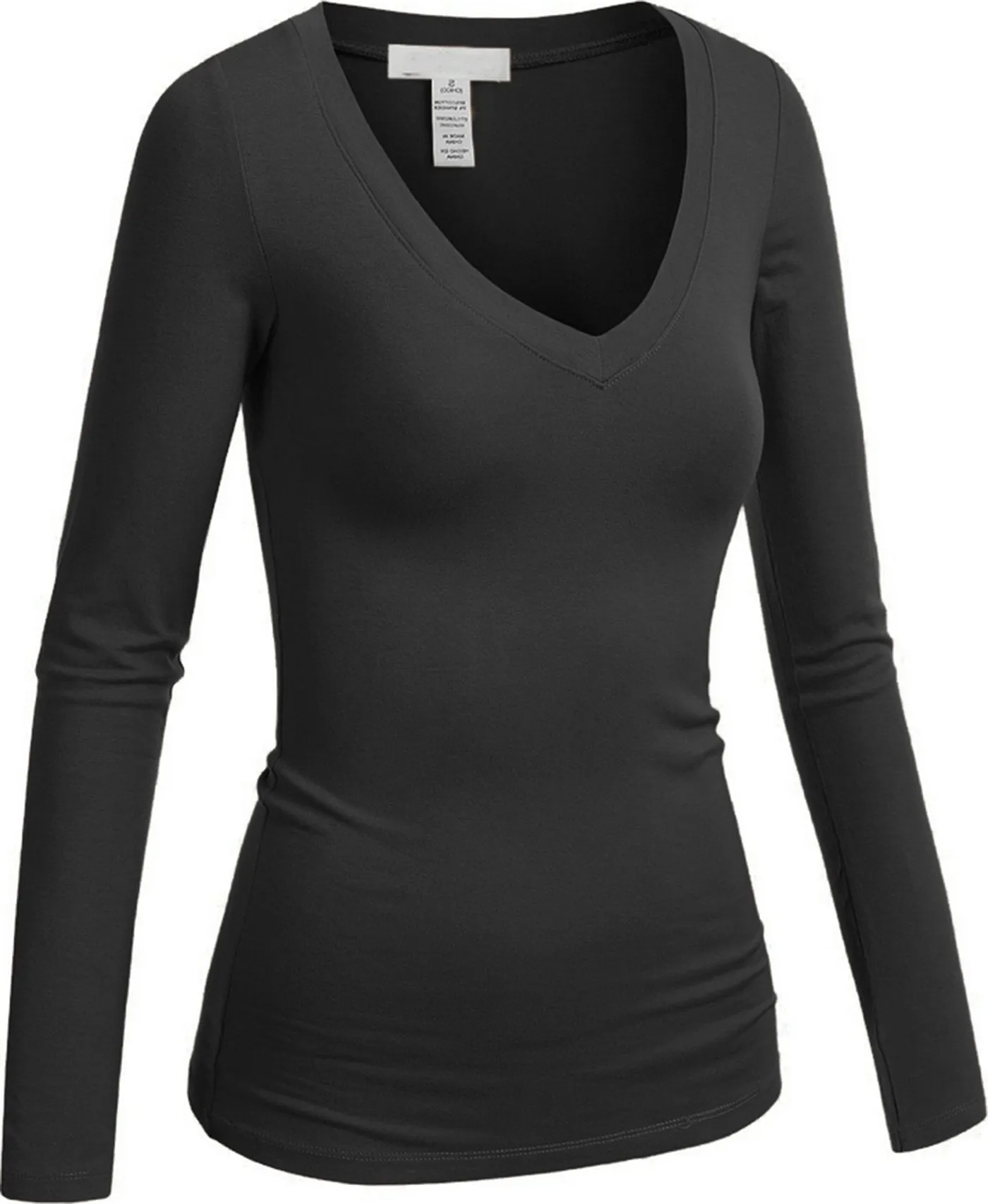 Hollywood Star Fashion Women's Long Sleeve V-Neck Tee Tank Top Shirt