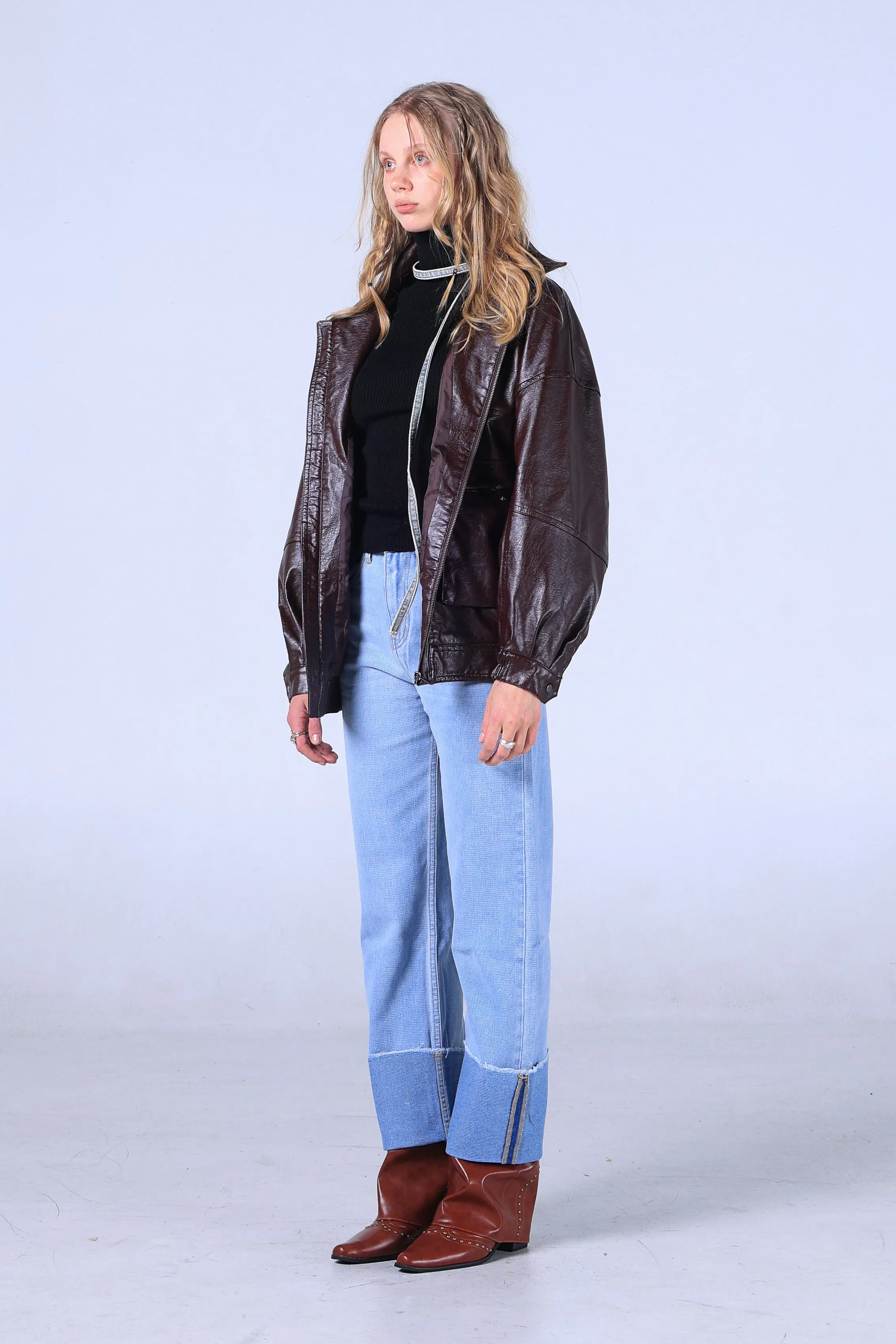 Jack Russel - Women Jeans - Handwerk JF-109/2 Wide Leg Blue Mid Waisted