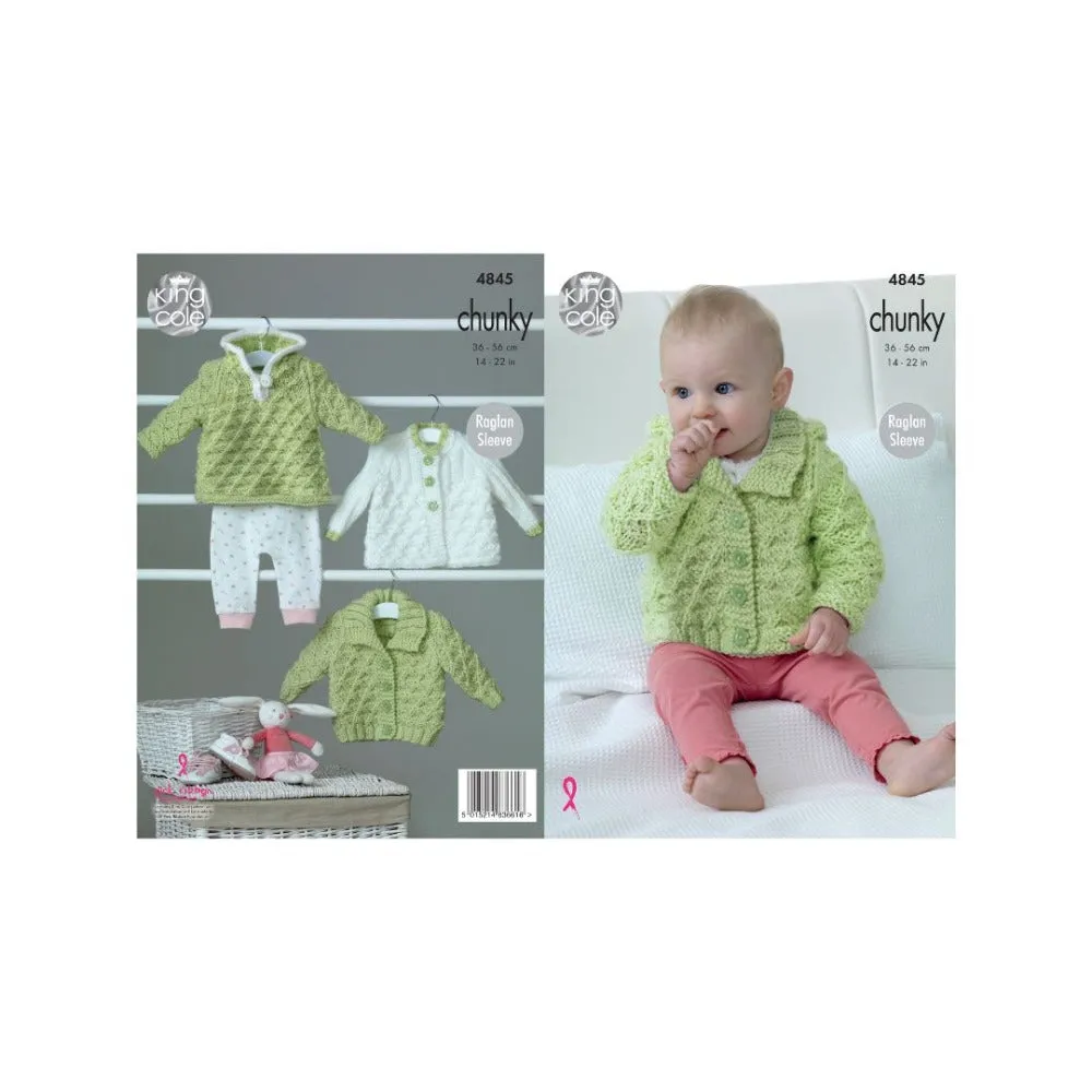 King Cole Baby Chunky Hoodie, Jacket and Matinee Coat Knitting Pattern 4845