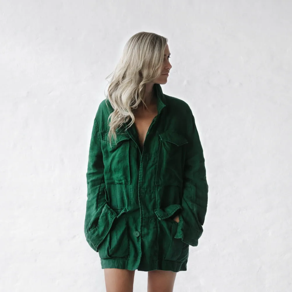 Linen Utility Jacket | Green