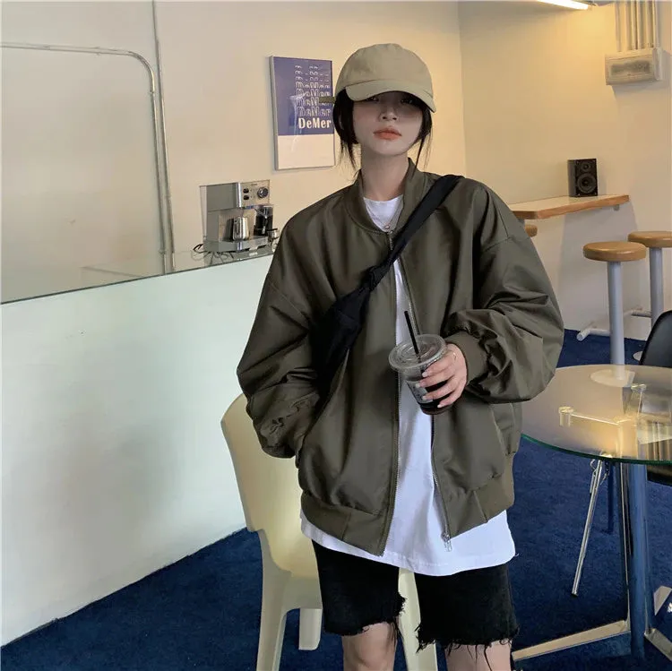 Loose Casual Bomber Coat Jacket