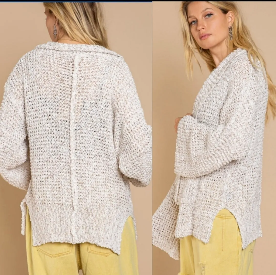 Loose Knit Cardigan Sweater