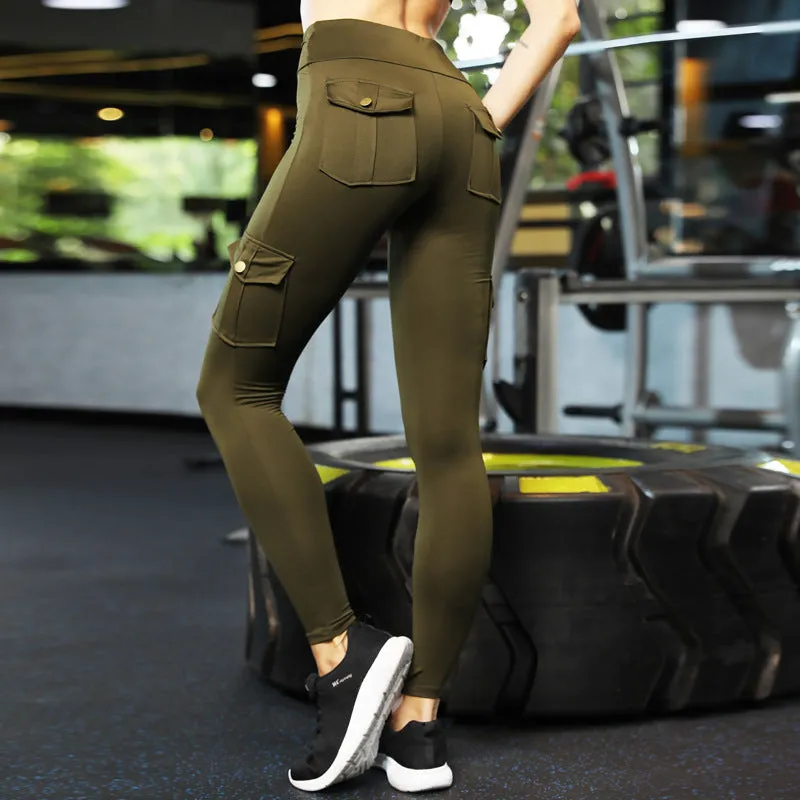 MB FASHION High-Waisted Cargo Leggings with Flap Pockets 0538LY