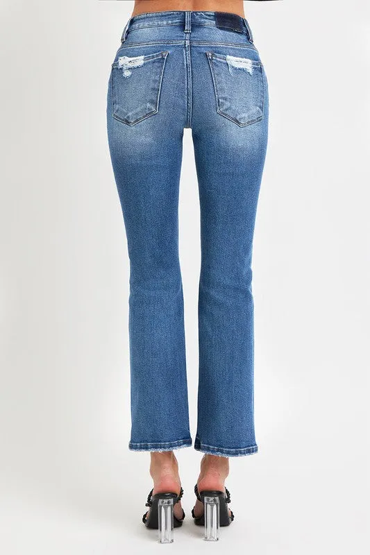 Mid Rise Straight Dark Jeans
