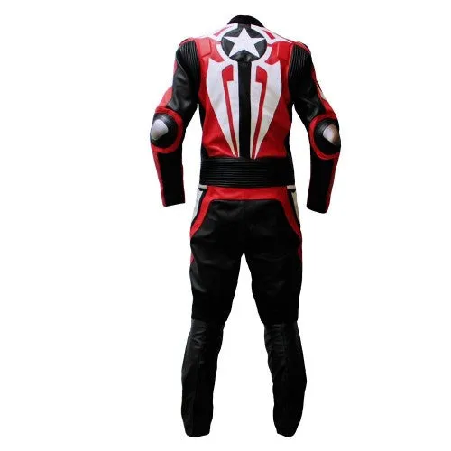 MOTORCYCLE CAPTAIN AMERICA LEATHER ONE PIECE RACING SUIT