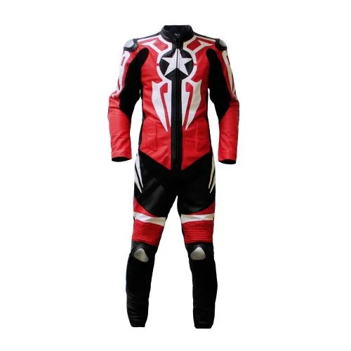 MOTORCYCLE CAPTAIN AMERICA LEATHER ONE PIECE RACING SUIT