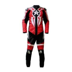 MOTORCYCLE CAPTAIN AMERICA LEATHER ONE PIECE RACING SUIT