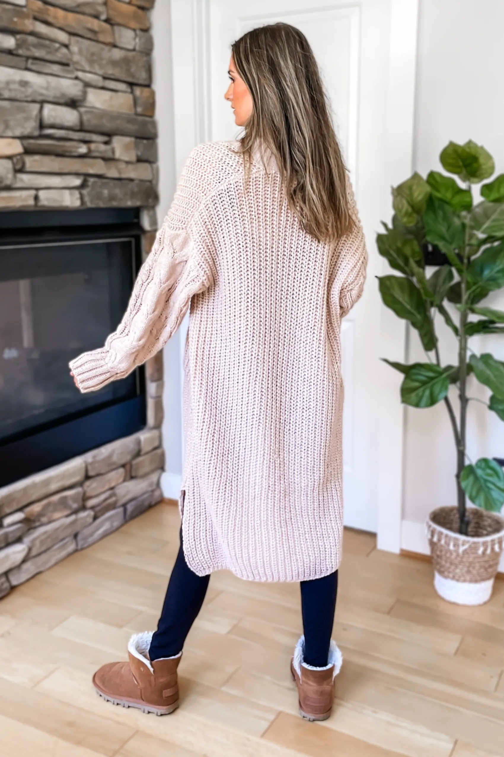 Nightingale Chunky Knit Pocketed Long Cardigan - Oatmeal - SALE