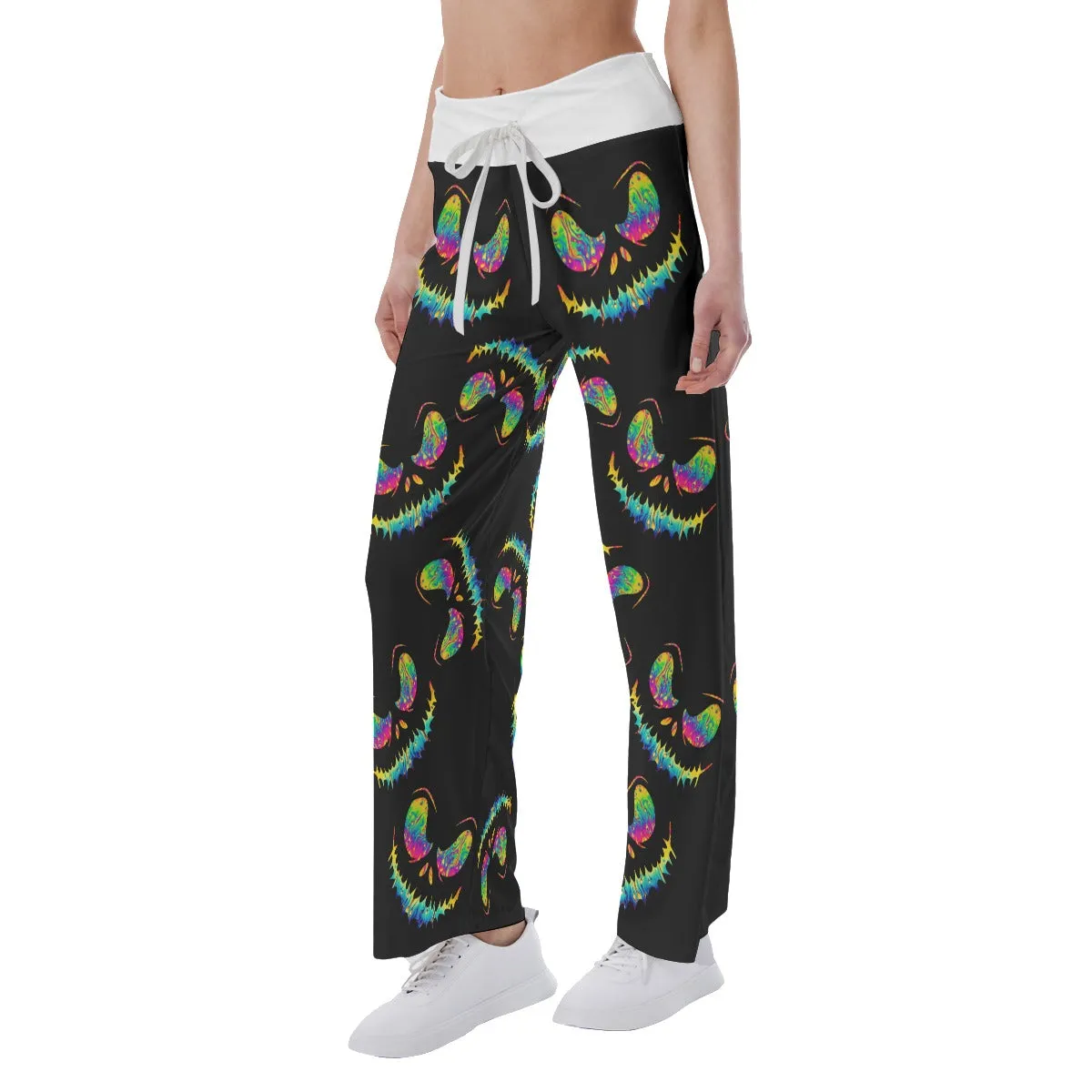 Nightmare Skull Gradiant Women's High-waisted Wide Leg Pants