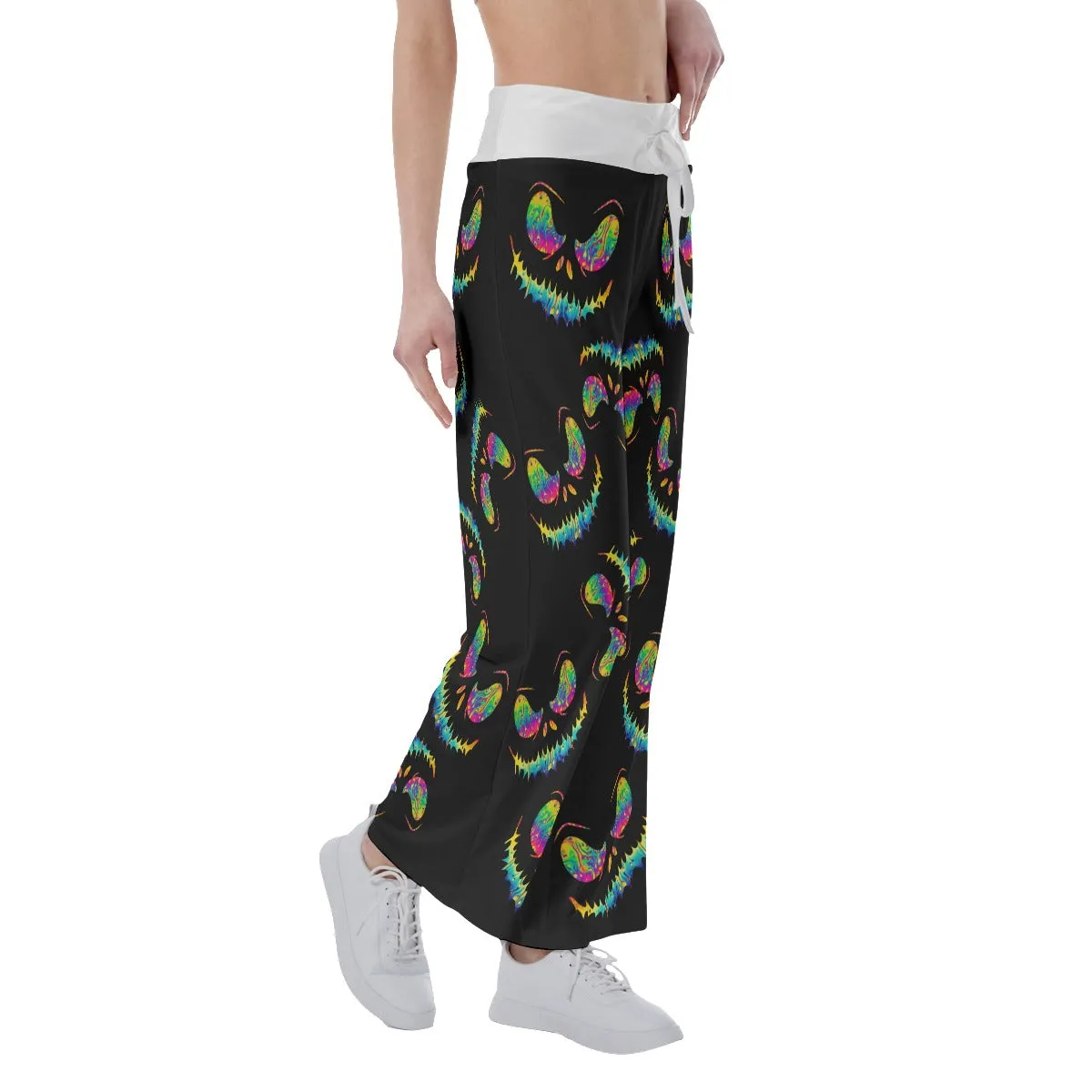 Nightmare Skull Gradiant Women's High-waisted Wide Leg Pants