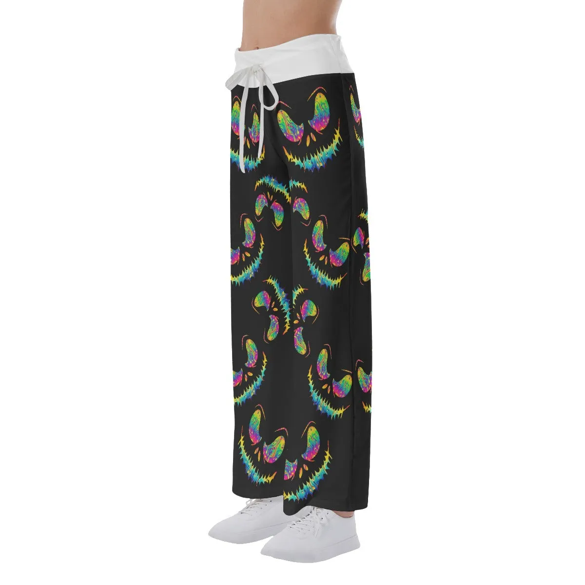 Nightmare Skull Gradiant Women's High-waisted Wide Leg Pants