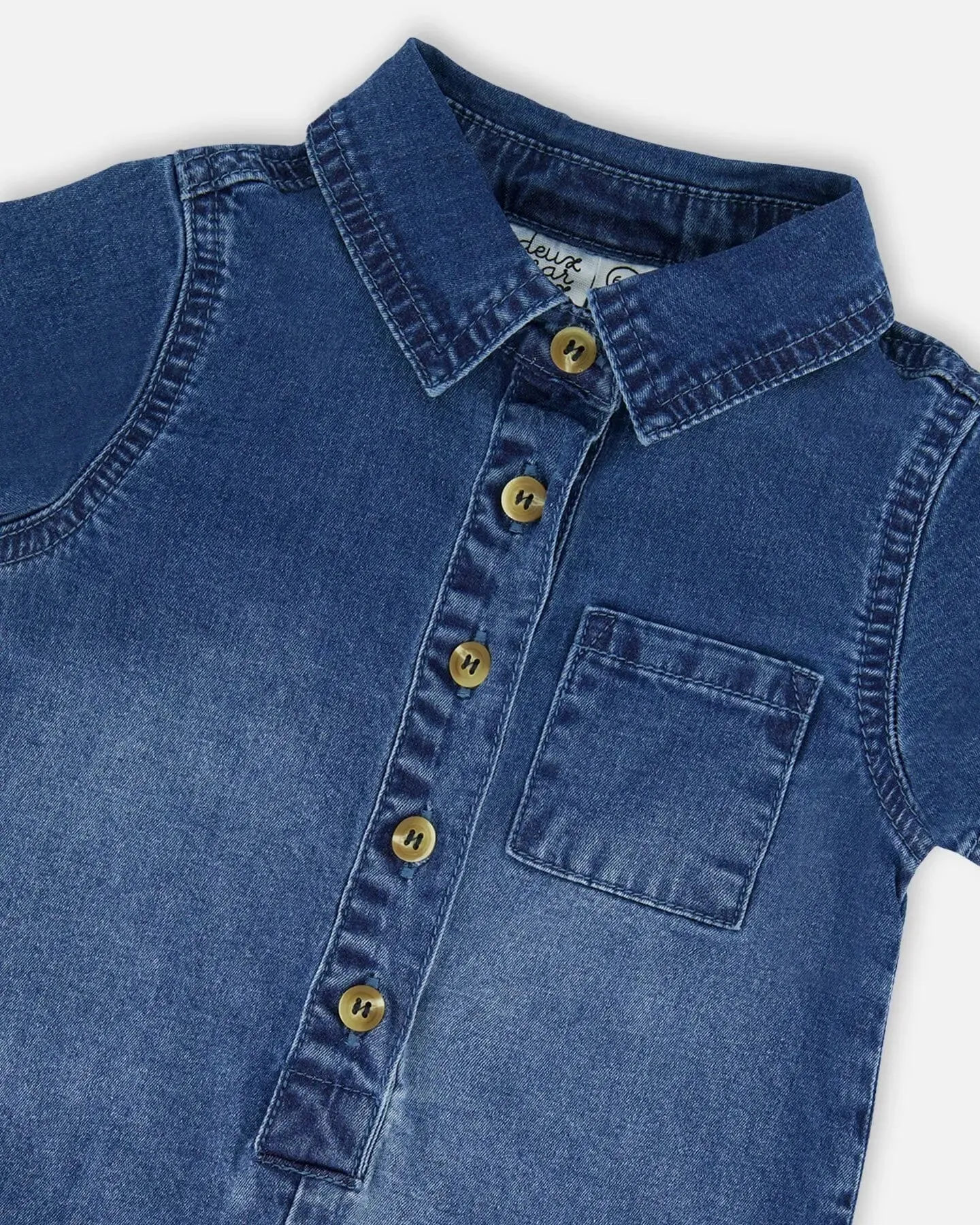 One-Piece Denim Romper Dark Denim Blue