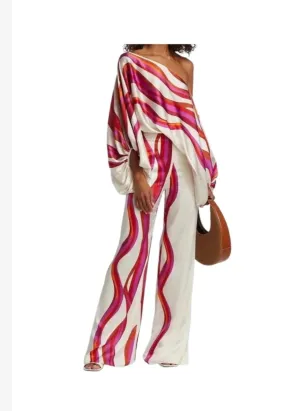 Oversized Graphic Scoop Neck Satin Top