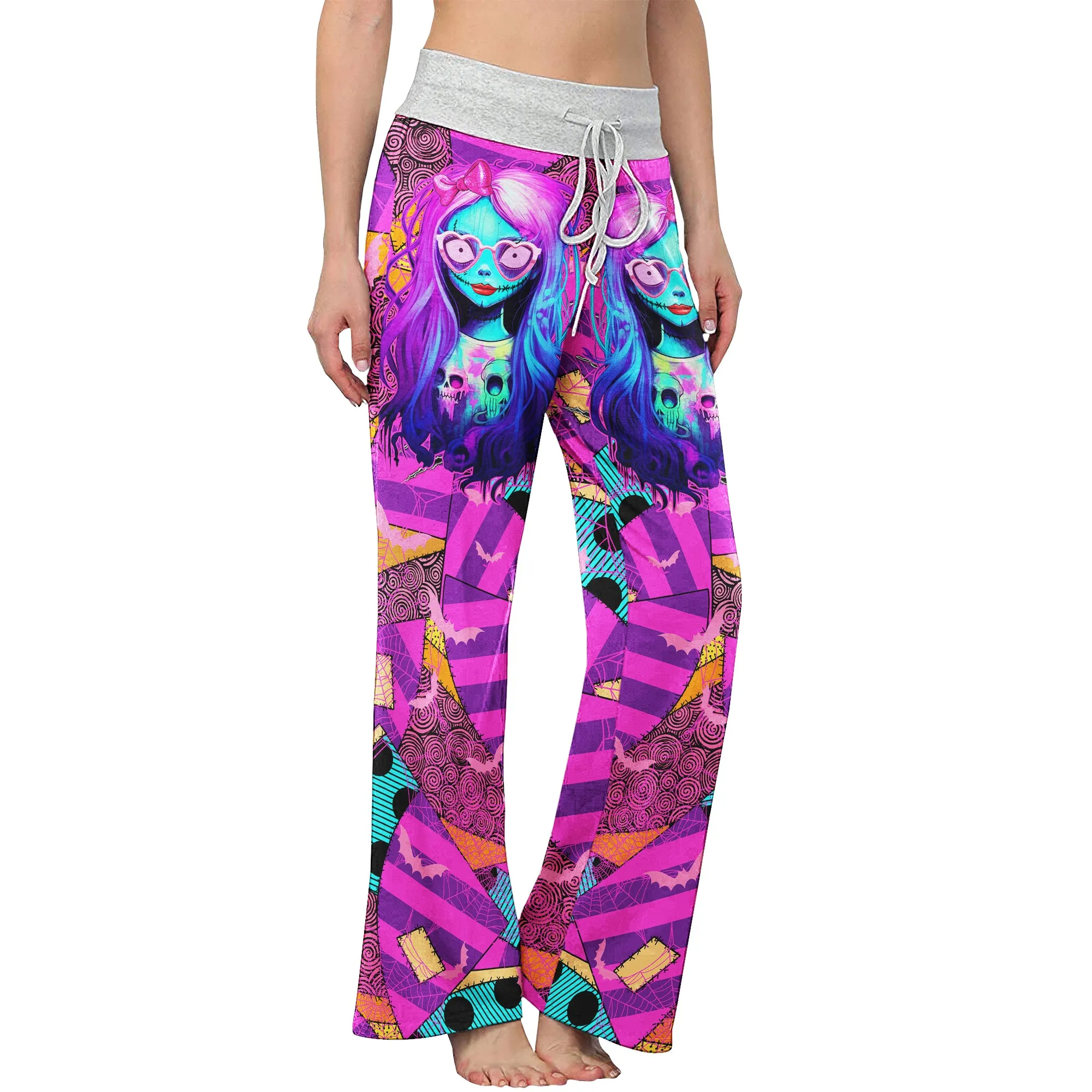 Pink Movie Theme Art Women's High-waisted Wide Leg Pants