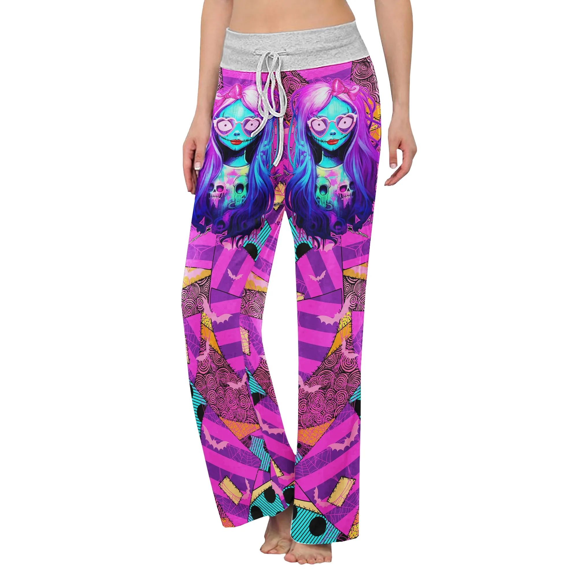 Pink Movie Theme Art Women's High-waisted Wide Leg Pants