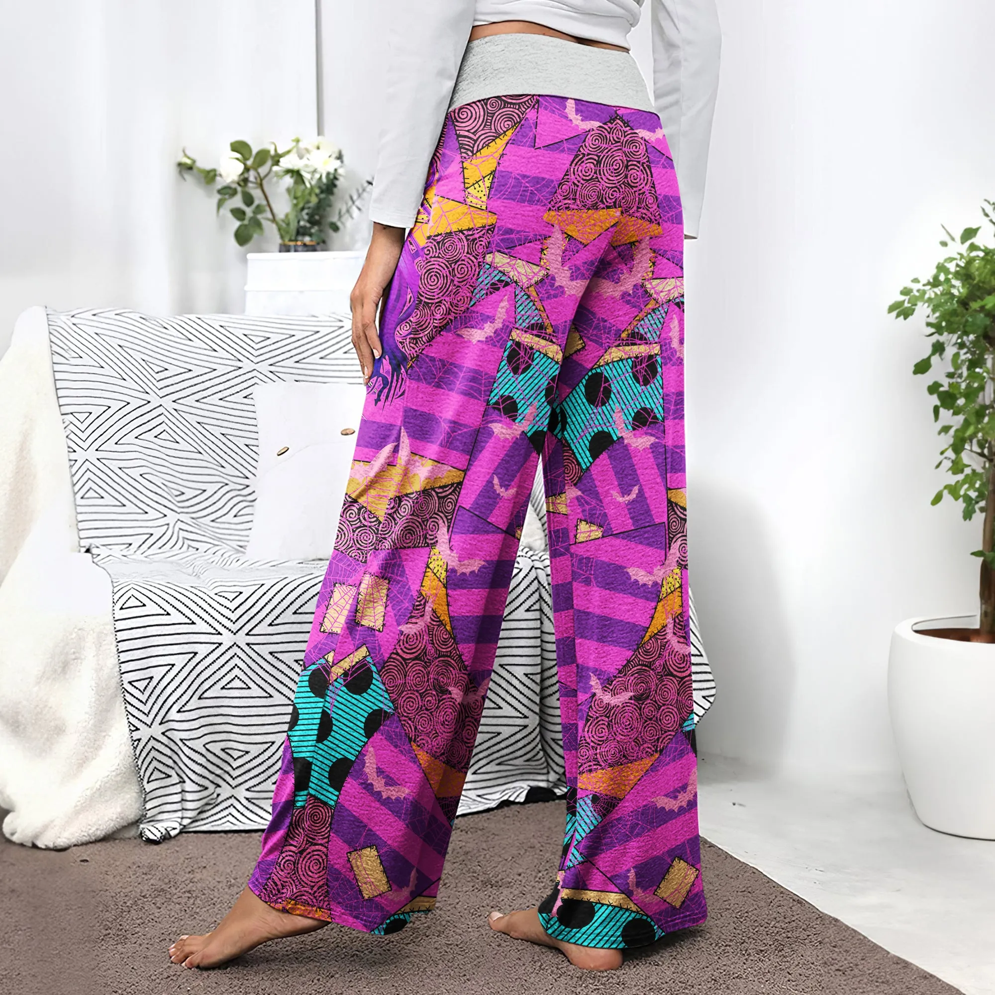 Pink Movie Theme Art Women's High-waisted Wide Leg Pants