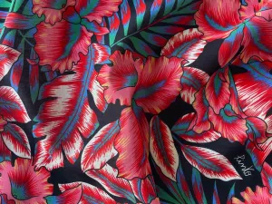 Pinko Fantastical Electrified Jungle on Midnight Black Cotton Lawn (Made in Italy)