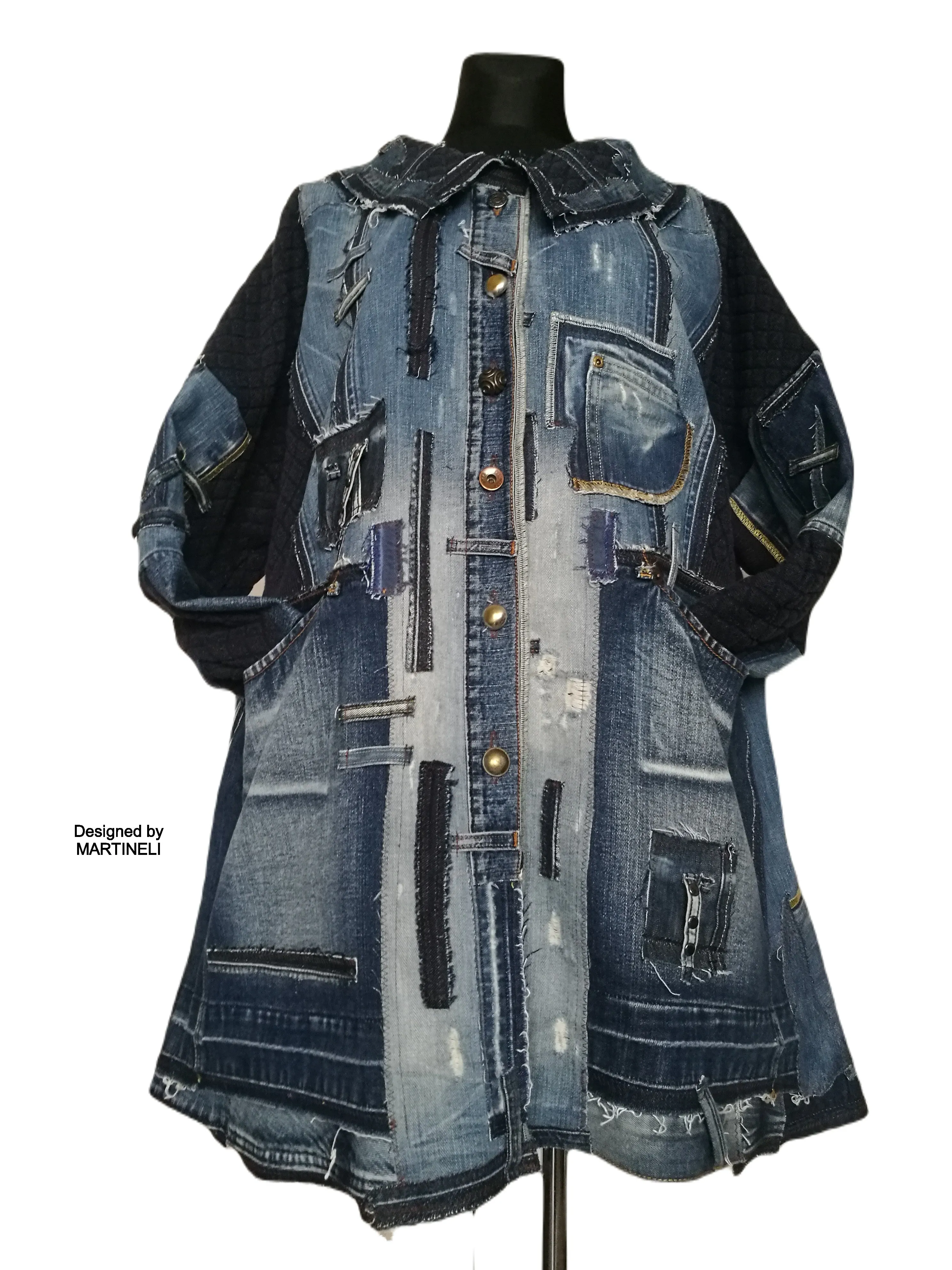Plus Size Denim Jacket 3X/4X Boho Style Distressed Denim Jacket