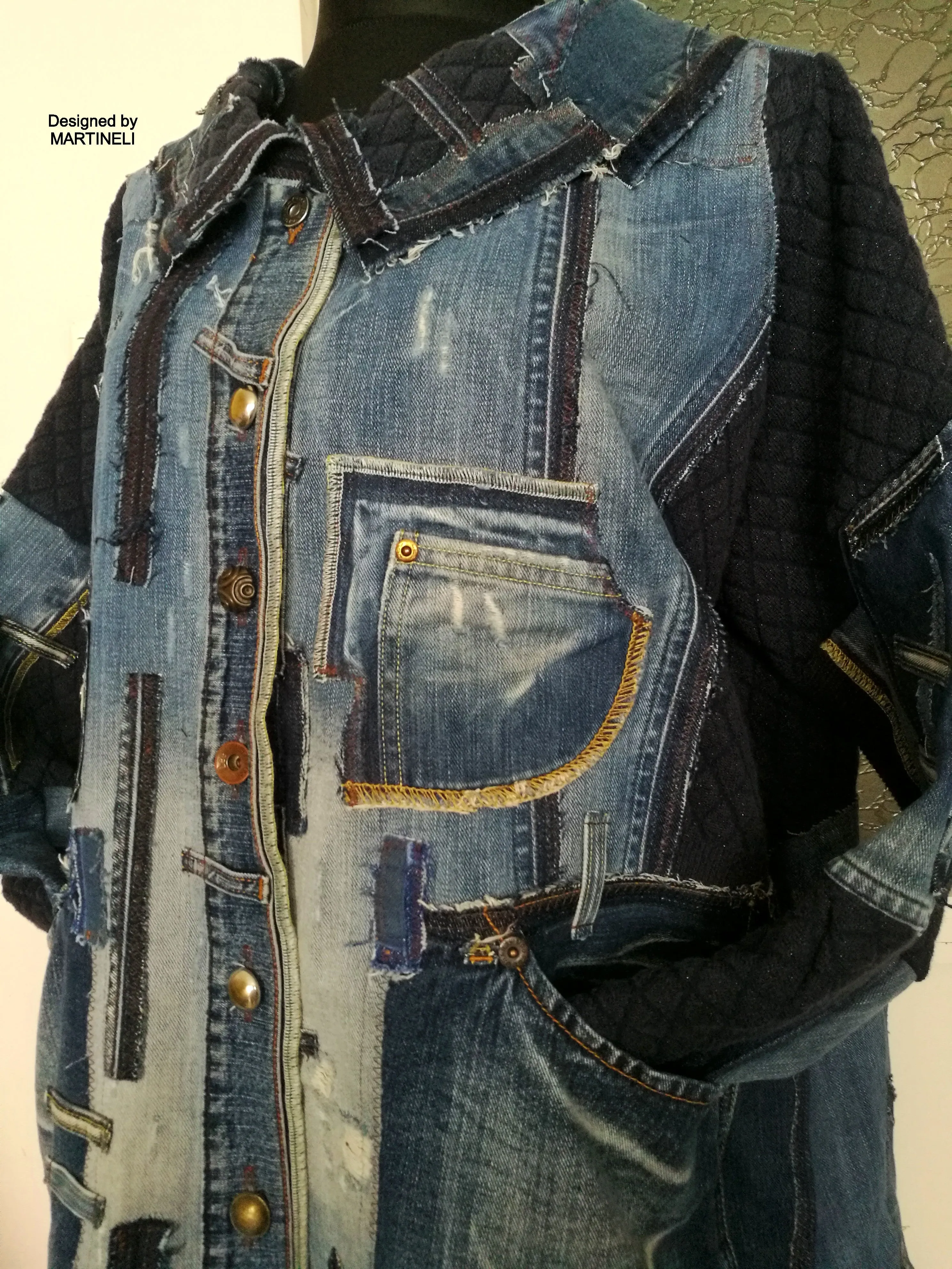 Plus Size Denim Jacket 3X/4X Boho Style Distressed Denim Jacket