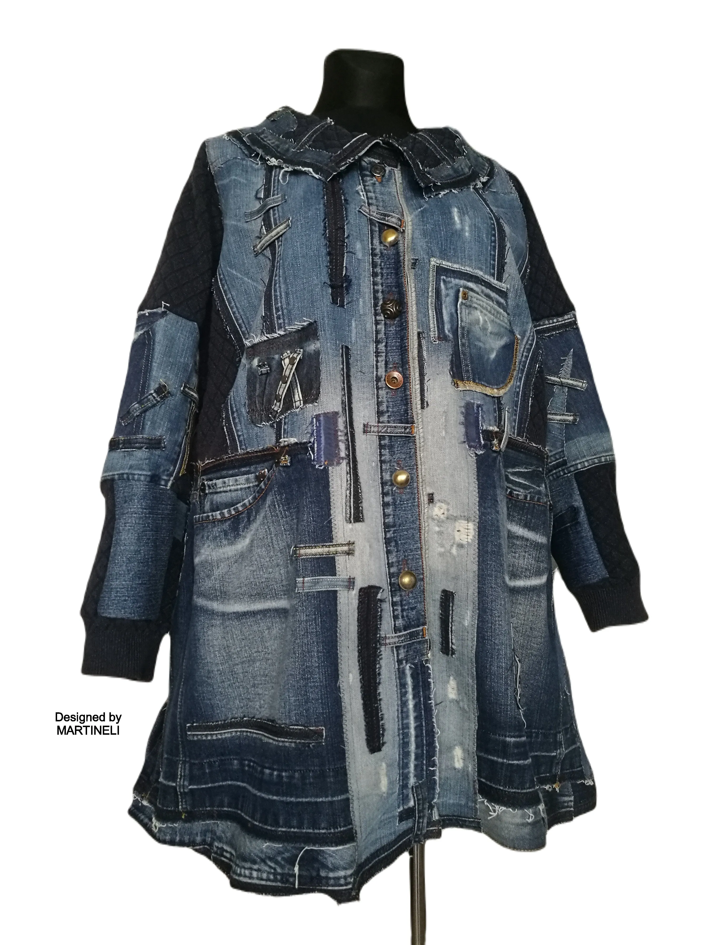 Plus Size Denim Jacket 3X/4X Boho Style Distressed Denim Jacket